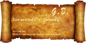 Gerencsér Dezső névjegykártya
